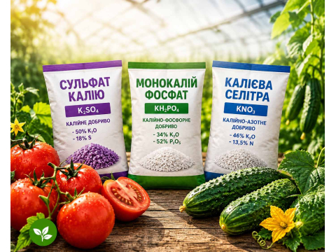 Сульфат калію, монофосфат калію чи калієва селітра — що вибрати для помідорів та огірків?
